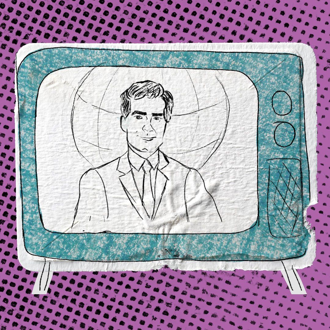 A television with a news report being broadcast on it.