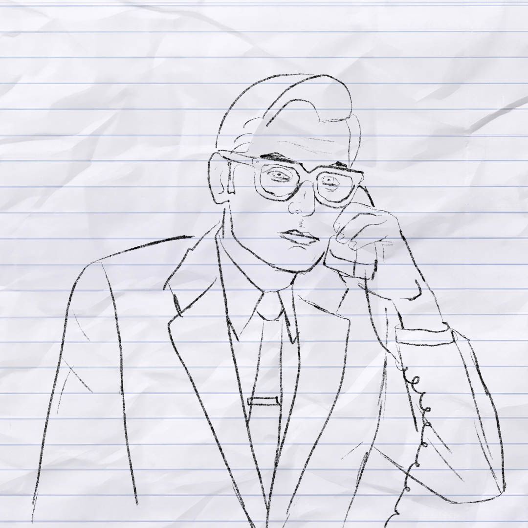 Another man speaking into a landline telephone.