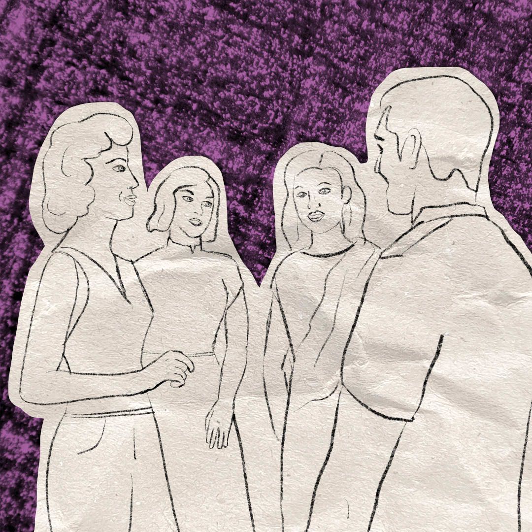 Three women speak to a reporter.