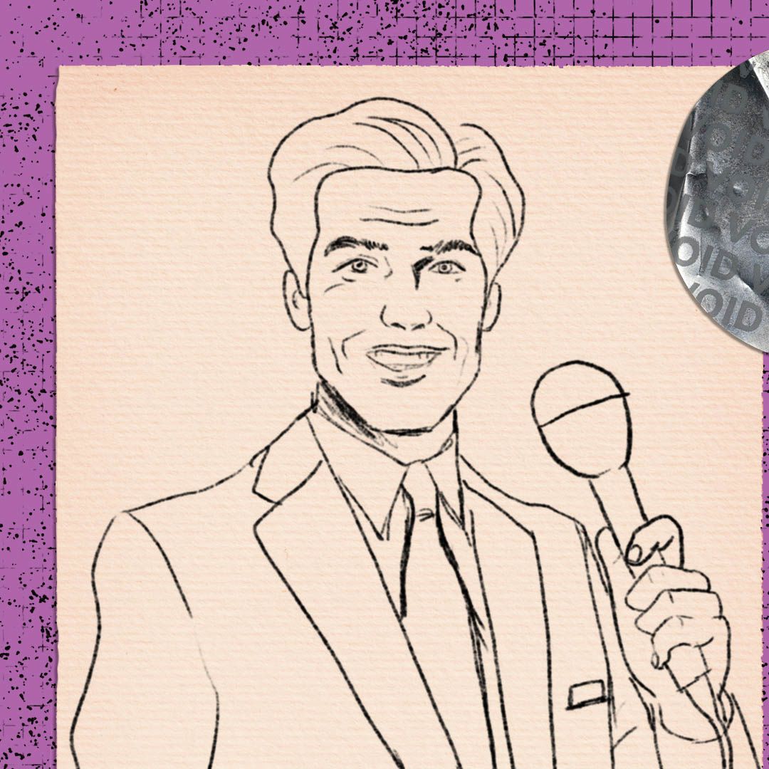 Close up of a male reporter speaking into a microphone.